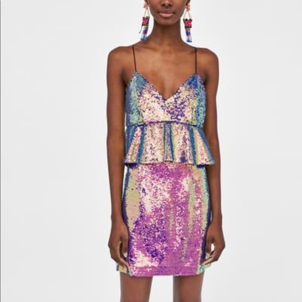Sequin dress, multi colored, great holiday look!
